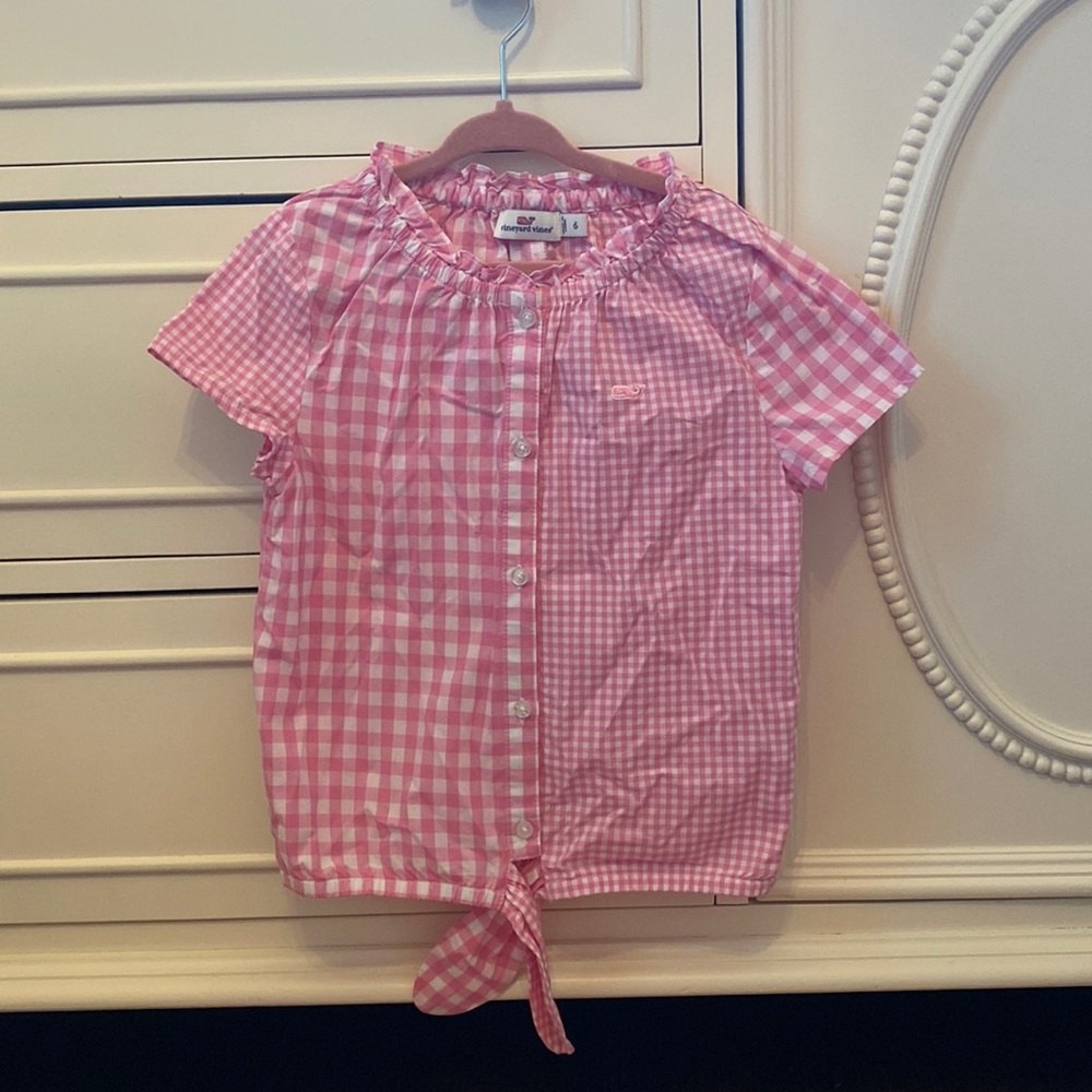 Vineyard Vines Girls Gingham Party Tie Top Size 6